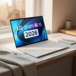 2026 LG그램 15 AI Clean white marble countertop next to a