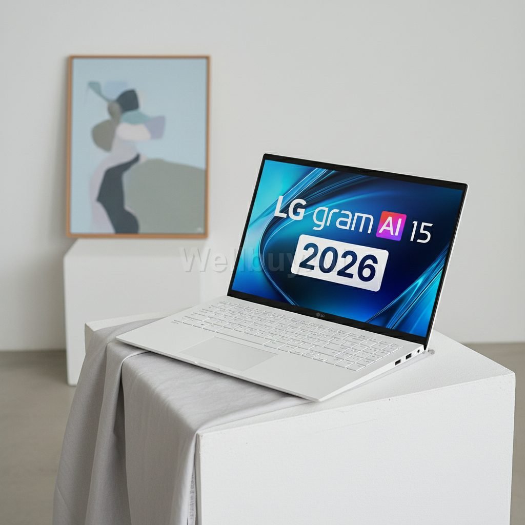 2026 LG그램 15 AI Bright, airy studio space with a large,