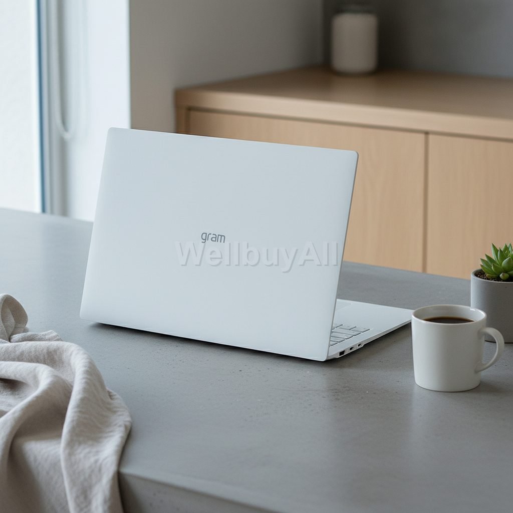 LG 그램 17 AI Surface: Polished concrete countertop.