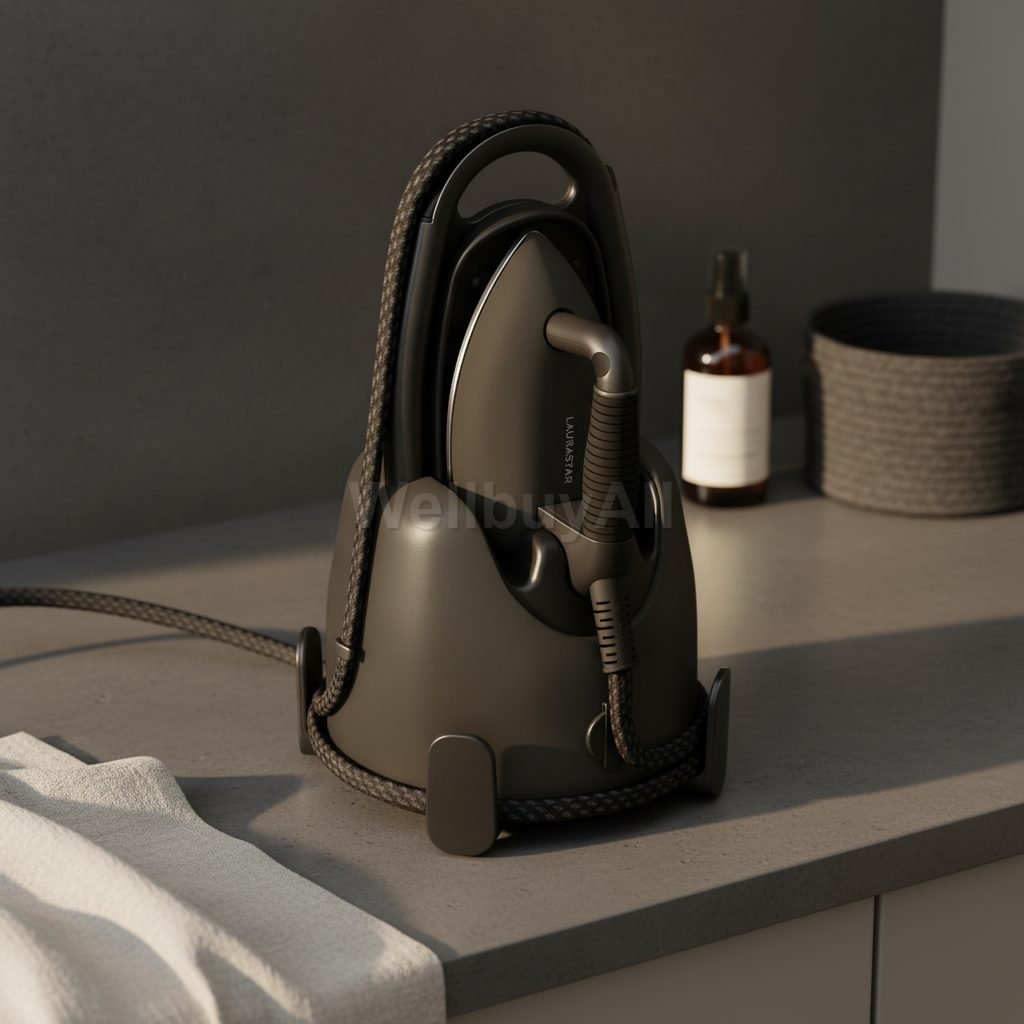 로라스타 LIFT 스팀다리미 In a modern utility room, on a smooth,
