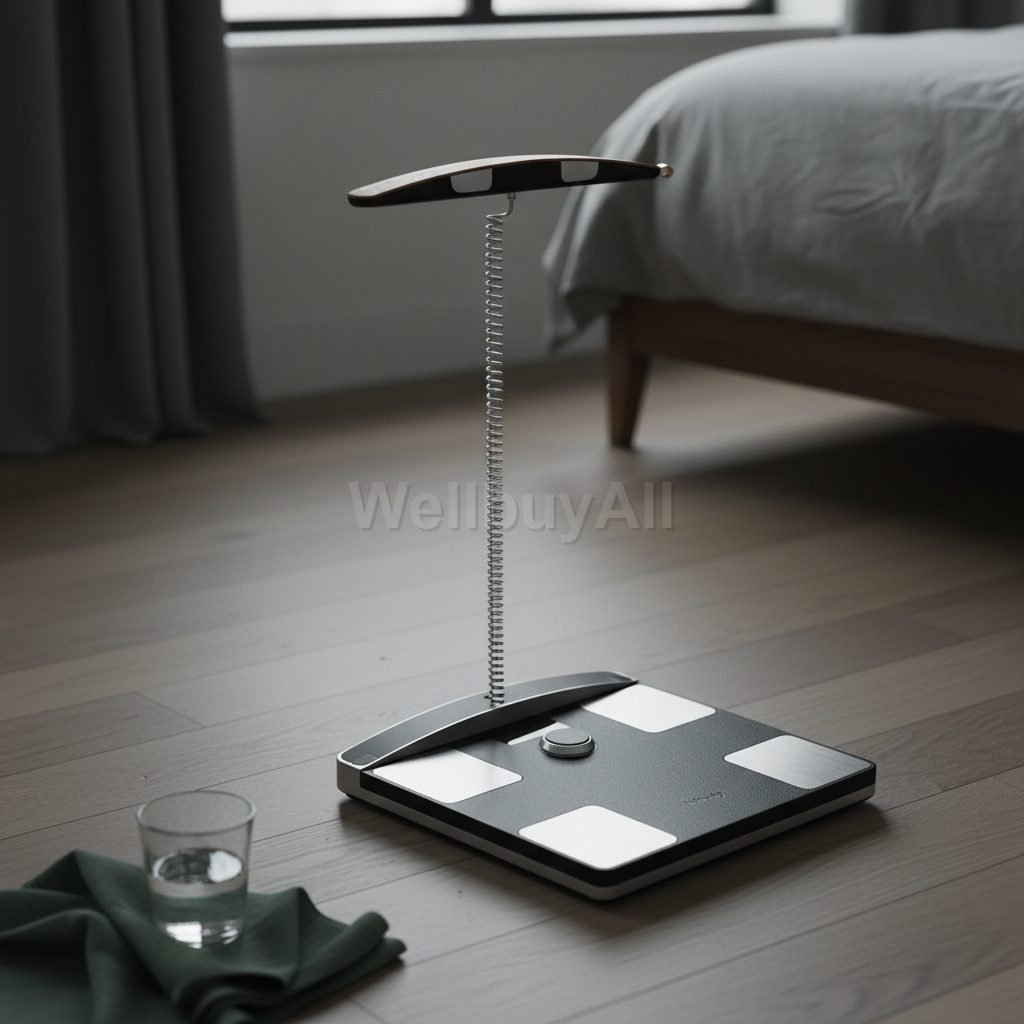 가정용 인바디 체중계 Surface: Light oak hardwood floor.